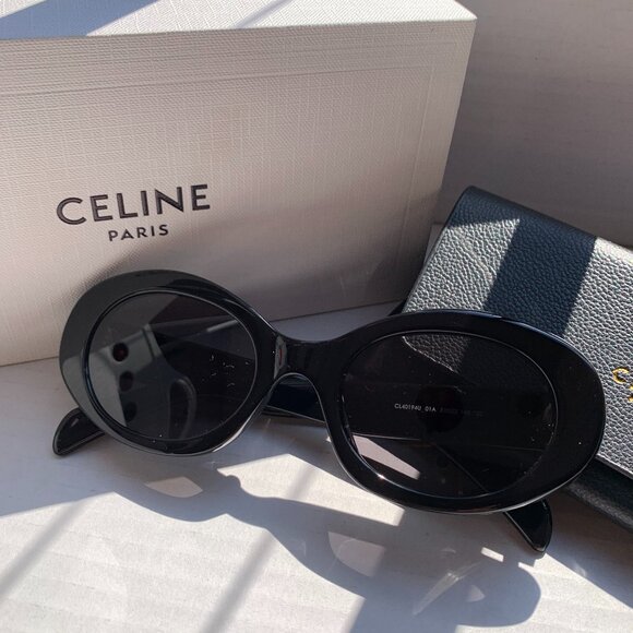 Celine  Accessories - CELINE Black Oval Sunglasses for Women